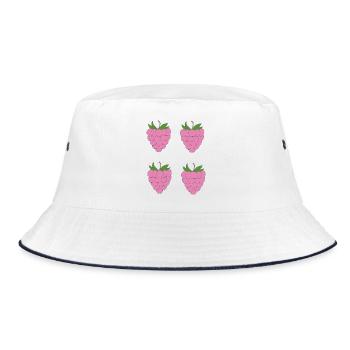Motif de double grappe de framboise - Bob - blanc/marine - Devant