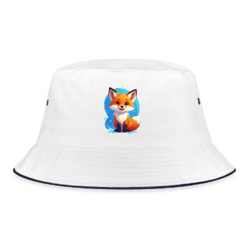 Cute fox against blue background - Bucket Hat - white/navy - Front