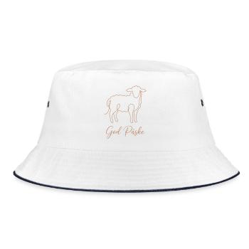 God Påske, Süßes Lämmchen Oster Shirt, Hoodie, Bag - Bucket Hat - Weiß/Navy - Vorne