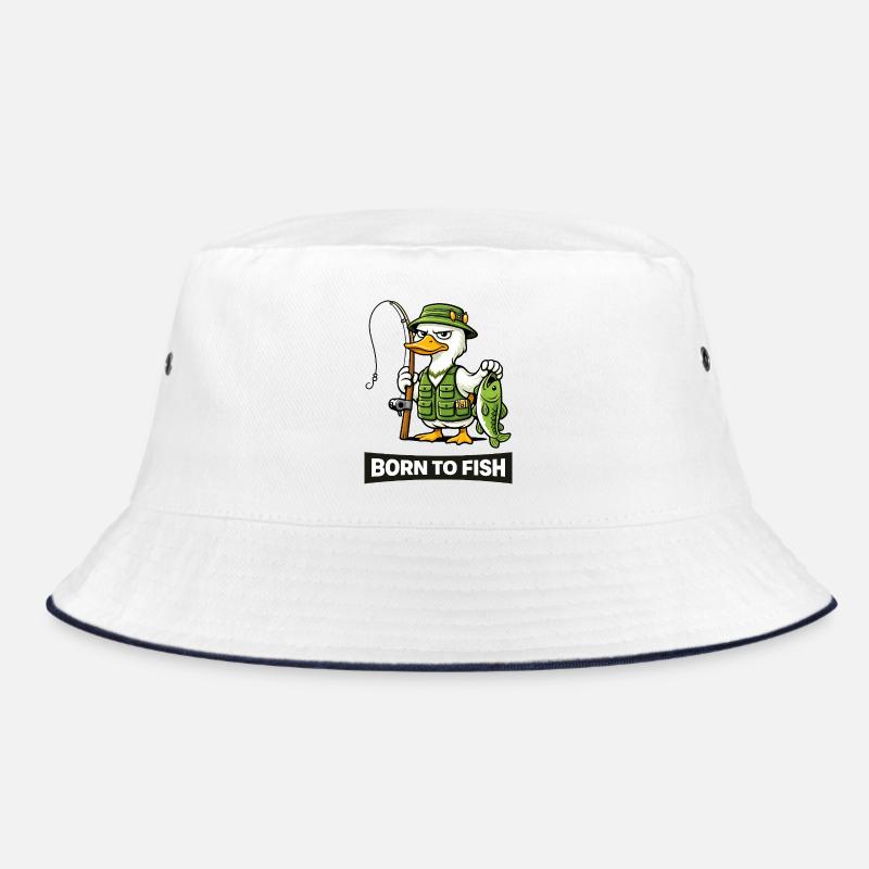 Born to Fish Duck Angler - Bucket Hat - white/navy