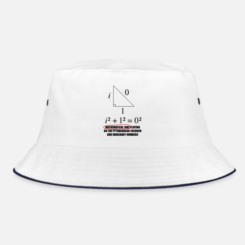 Lustiges Mathe-Motiv mit Pythagoras-Witz - Bucket Hat - Weiß/Navy