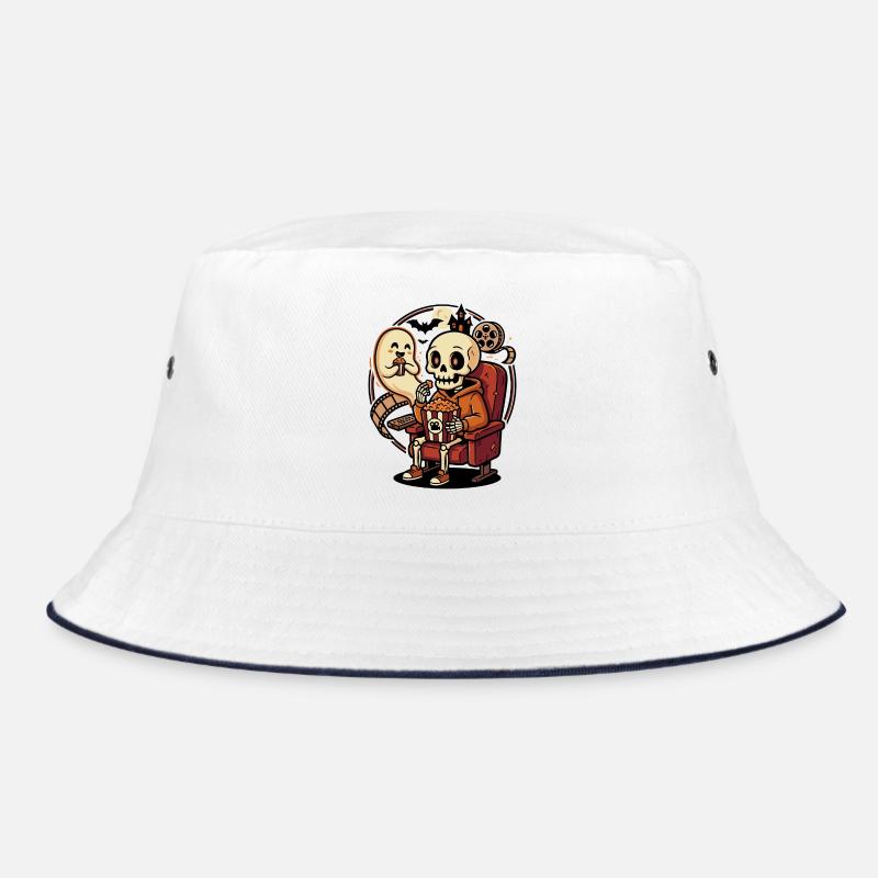 Skeleton Popcorn Cinema Horror Humor Bucket Hat