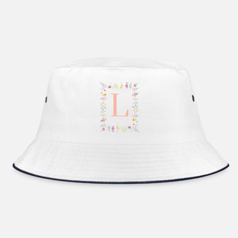 Florale Initialen "L", Buchstaben Monogramm  Bucket Hat