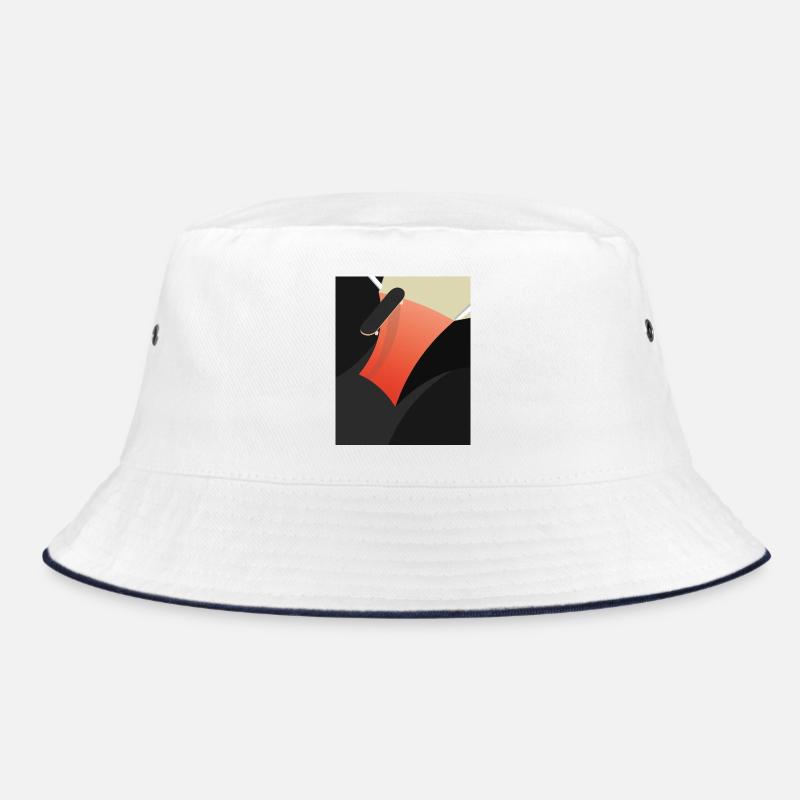 Abstract Red Skateboard - Bucket Hat - white/navy