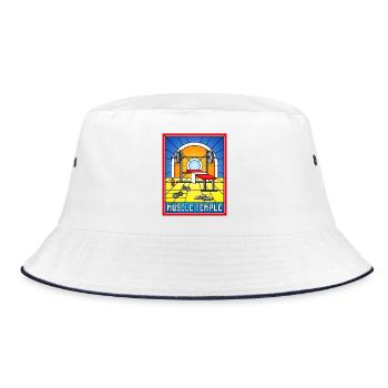 Muscle Temple Buntglas-Turnhalle - Bucket Hat - Weiß/Navy - Vorne