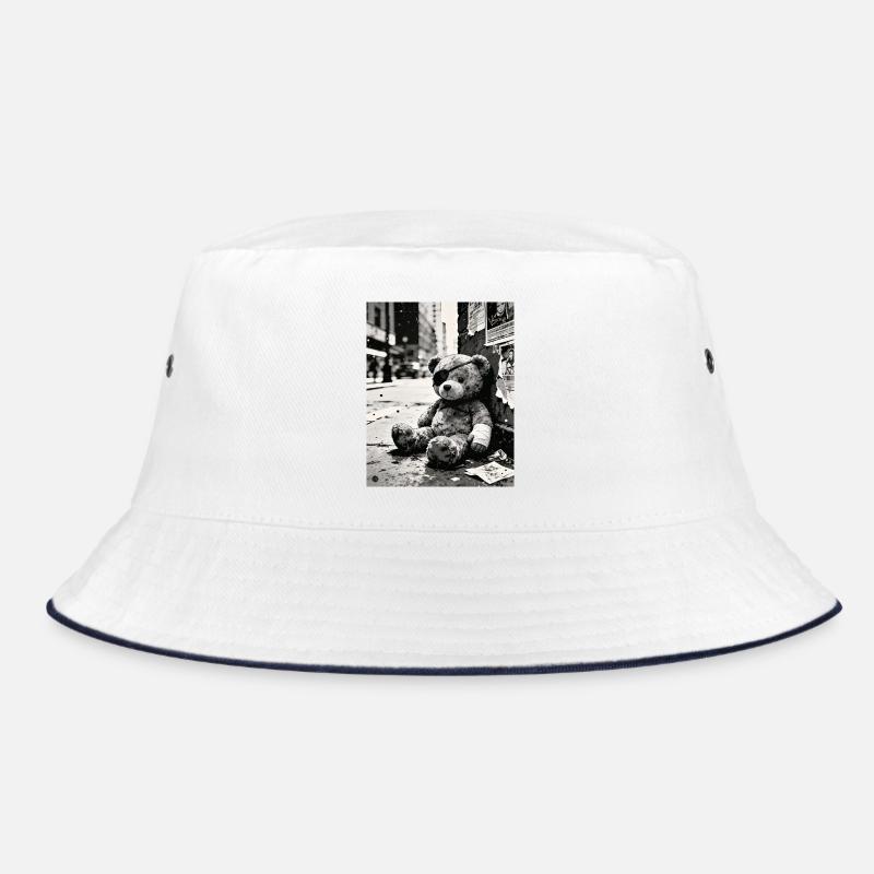 Urban Noir Teddy Bear in Ruin Bucket Hat