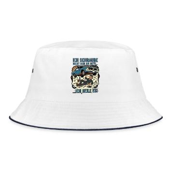 Autoschrauber Mechaniker Humor Spruch - Bucket Hat - Weiß/Navy - Vorne