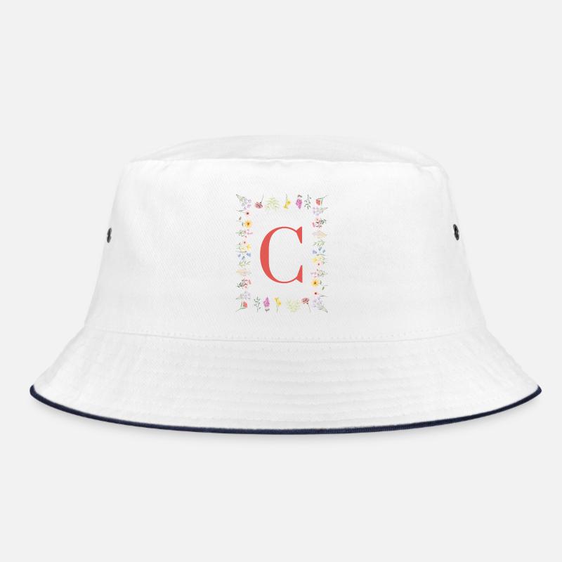 Floral initials "C", letters monogram Bucket Hat