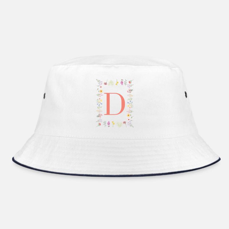 Florale Initialen "D", Buchstaben Monogramm  Bucket Hat