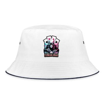 Poker Skull Neon Look - Bucket Hat - white/navy - Front