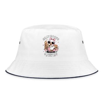Lustiges Silly Goose Summer Italien Rom Reise - Bucket Hat - Weiß/Navy - Vorne