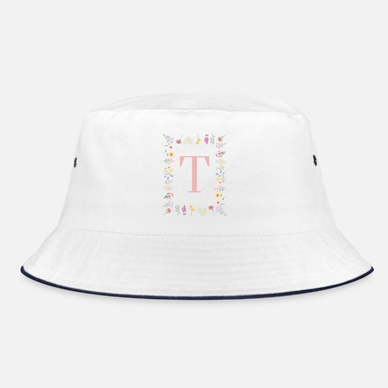 Florale Initialen "T", Buchstaben Monogramm Bucket Hat