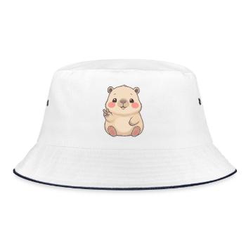 Capybara Cute Kawaii Design – Peace Art Print - Bucket Hat - white/navy - Front