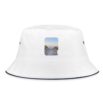 Dune path by the sea sunset - Bucket Hat - white/navy - Front