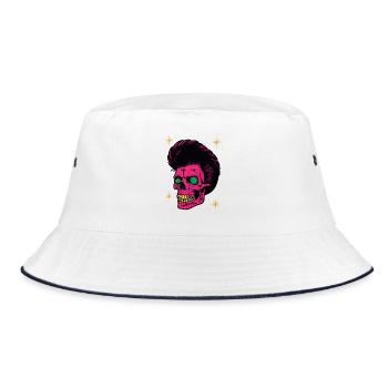 Crâne avec grilles sur les dents Motif de T-shirt. - Bob - blanc/marine - Devant