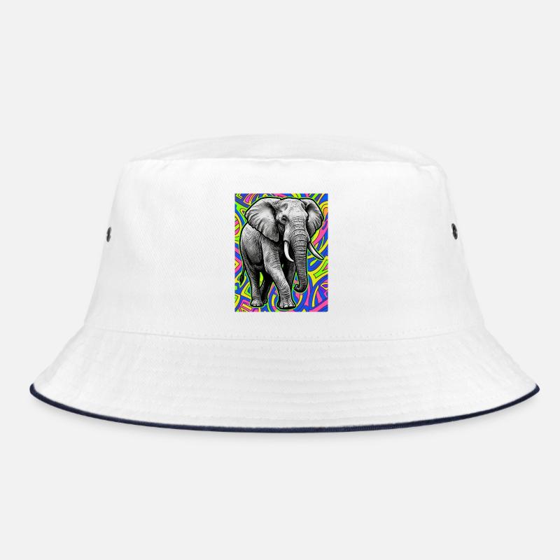 Elefant - Bucket Hat - Weiß/Navy