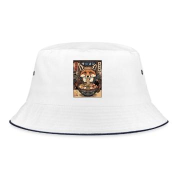 Ramen Fox Feast - Bucket Hat - white/navy - Front