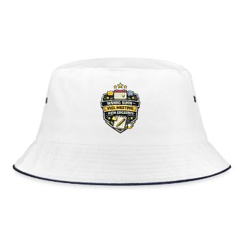 Wenig Sinn Viel Meeting Kein Ergebnis Badge - Bucket Hat - Weiß/Navy - Vorne