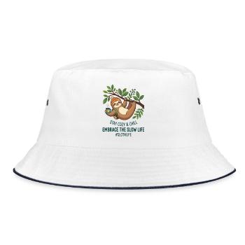 Niedliches magisches Puzzlestück zwinkernd Maskottchenherz - Bucket Hat - Weiß/Navy - Vorne