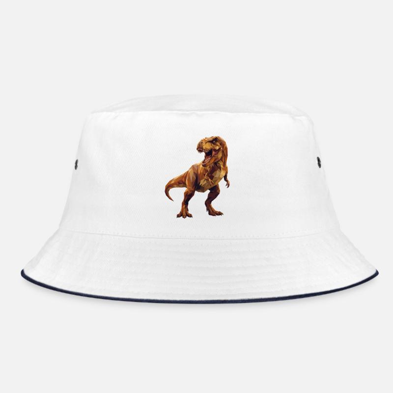 Geometrische T-Rex-Dinosaurier-Low-Poly-Erdtöne Bucket Hat