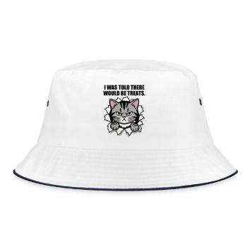 Unhappy cat looking for treats - Bucket Hat - white/navy - Front