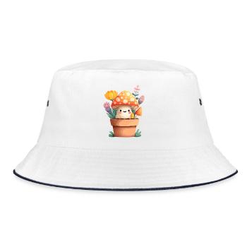 Petit ami champignon dans un pot de fleurs - Bob - blanc/marine - Devant