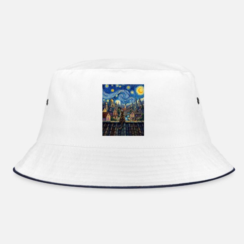 Tabby-Katze Sternennacht-Dorf-Kunst Bucket Hat