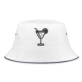 Cocktail - Bucket Hat - Weiß/Navy - Vorne