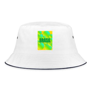 Brasil Neon Blasen Design - Bucket Hat - Weiß/Navy - Vorne