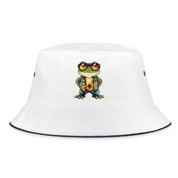 Frog Comic Holiday - Bucket Hat - white/navy - Front
