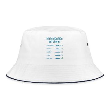 Kapitän auf Ruderboot - Bucket Hat - Weiß/Navy - Vorne