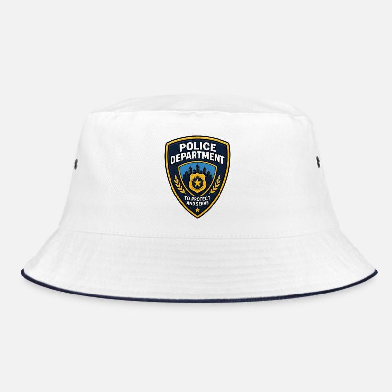 Police Badge Patch City Skyline Bucket Hat