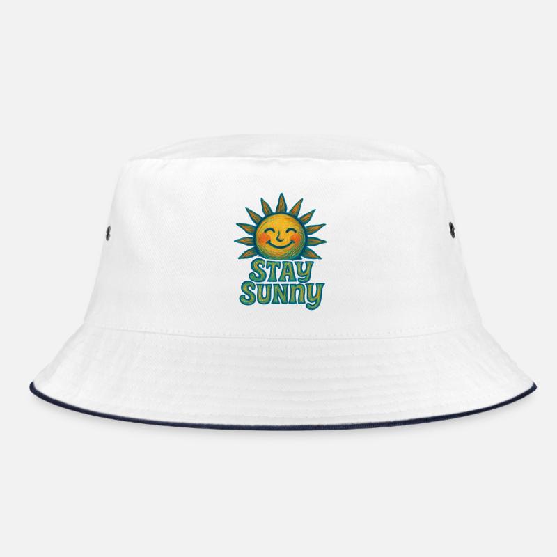 Stay Sunny Crayon Sun Illustration Bucket Hat