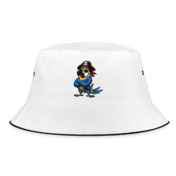 Pirate bird with eye patch - Bucket Hat - white/navy - Front