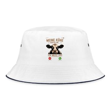 Meine Kühe rufen an Landwirt Geschenkidee Landwirt - Bucket Hat - Weiß/Navy - Vorne