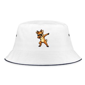 Dabbing Reh - Bucket Hat - Weiß/Navy - Vorne
