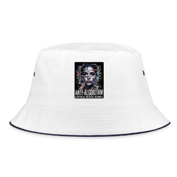 Anti Algorithm - Bucket Hat - Weiß/Navy - Vorne
