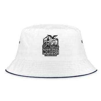 Nordsee Sturm und Wellen - Bucket Hat - Weiß/Navy - Vorne