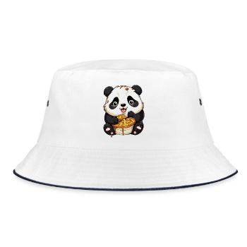 Cuddly panda with waffle - Bucket Hat - white/navy - Front