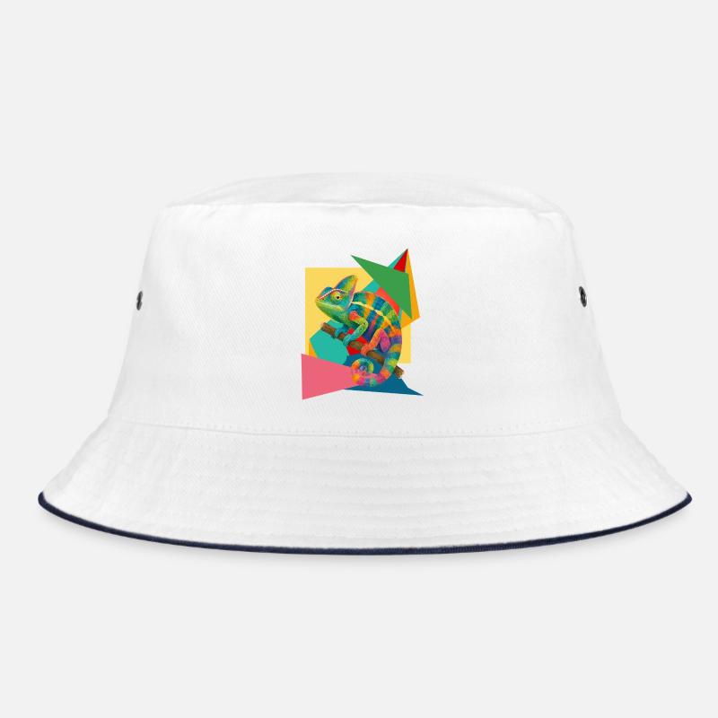 Colorful Chameleon Geometry Art Bucket Hat