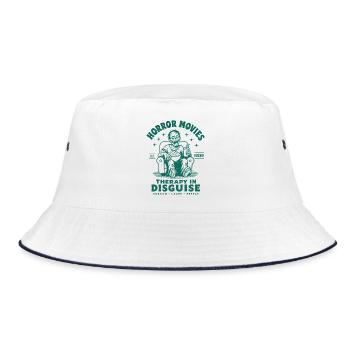 Horror Movies Therapy In Disguise - Bucket Hat - Weiß/Navy - Vorne