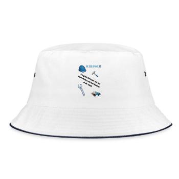 Schlosser T-Shirt Lustiges Geschenk Metallbau-Fans - Bucket Hat - Weiß/Navy - Vorne