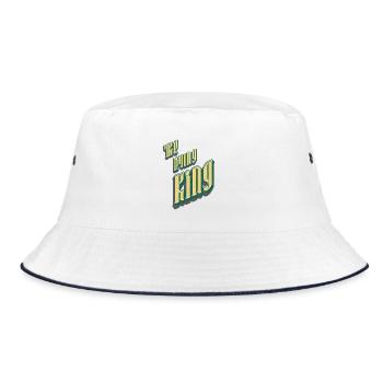 Vintage König Typo Retro - The living King - Bucket Hat - Weiß/Navy - Vorne