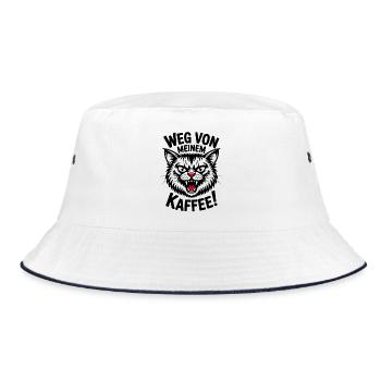 Weg von meinem Kaffee zornige Katze - Bucket Hat - Weiß/Navy - Vorne