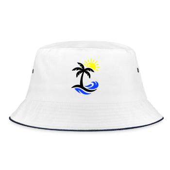 Palm Tree Beach Ocean - Bucket Hat - white/navy - Front