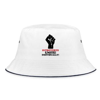 Introvertierte schließen sich zusammen - Bucket Hat - Weiß/Navy - Vorne