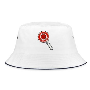 Halt Polizei Abzeichen Illustration - Bucket Hat - Weiß/Navy - Vorne