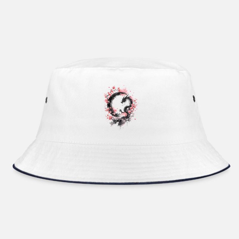 Sakura Dragon Ink Circle Bucket Hat