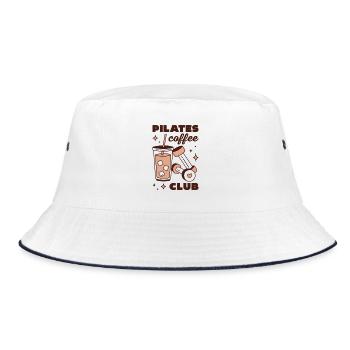 Pilates-Eiskaffee-Latte-Mädchen-Ästhetik - Bucket Hat - Weiß/Navy - Vorne