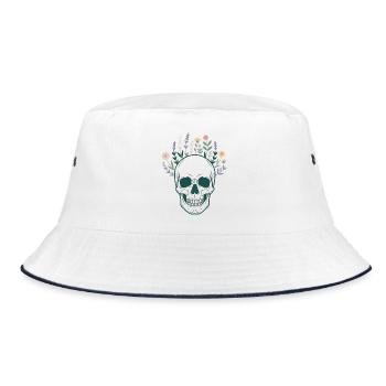 Skull Skull Botany Flowers Blossoms Mystical - Bucket Hat - white/navy - Front
